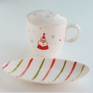 [크리스마스 선물세트]머그+뚜껑+접시_산타